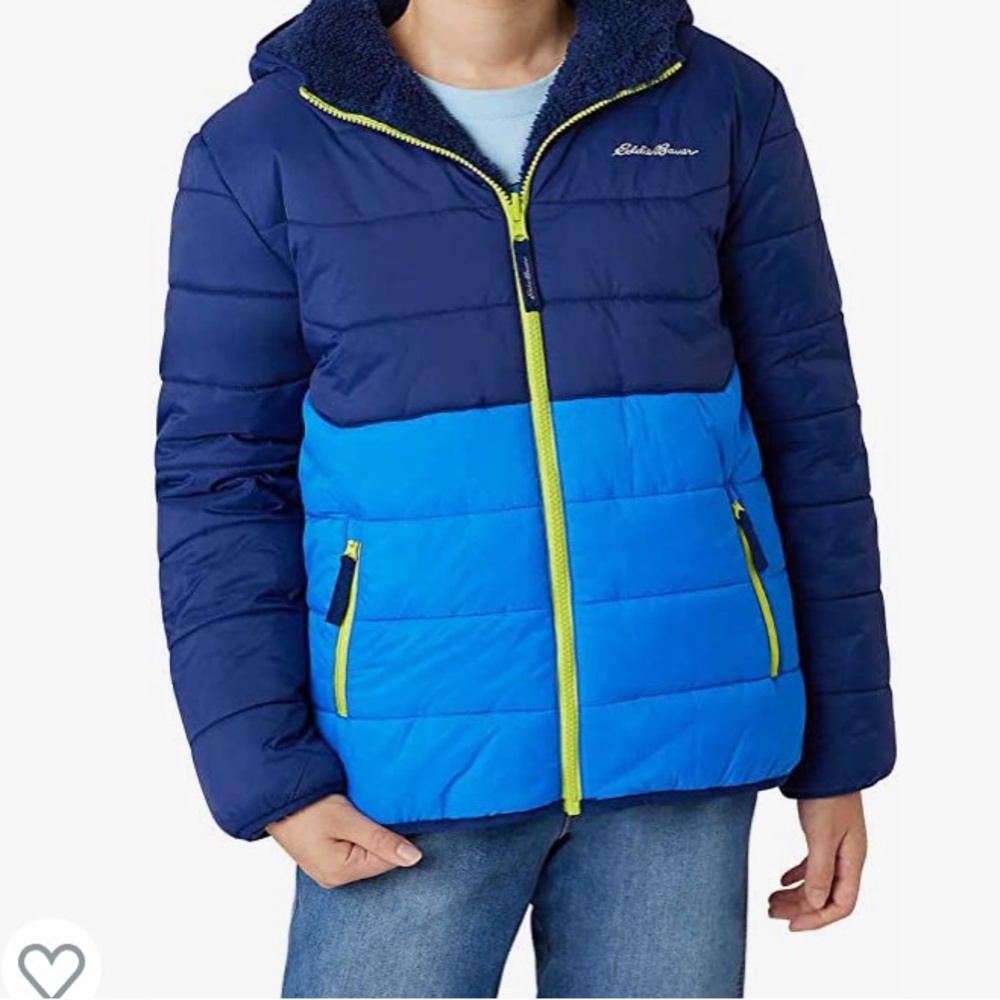 3/$50 Boys Eddie Bauer Reversible Plush Hoodie Jacket in Navy/Royal Blue